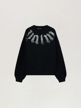 PALM ANGELS Big Neck Logo Loose Sweatshirt BLACK - OFF WHITE PAMBA04F26FL01