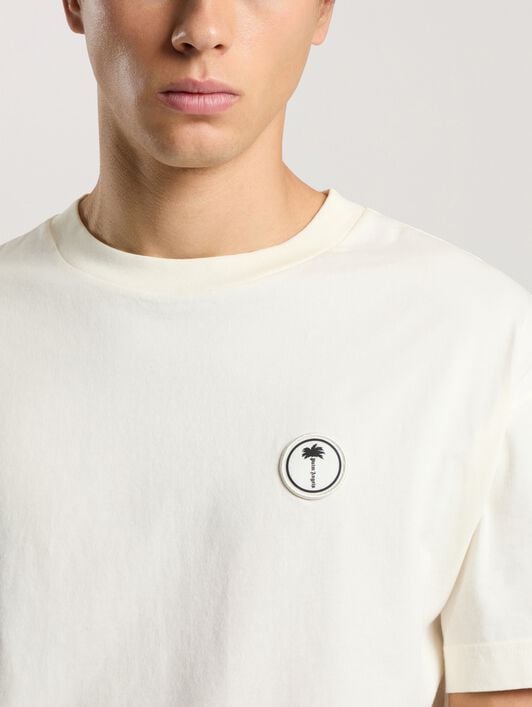 PALM ANGELS Palm Tree Regular T-Shirt OFF WHITE - OFF WHITE PAMAA01F26JR02