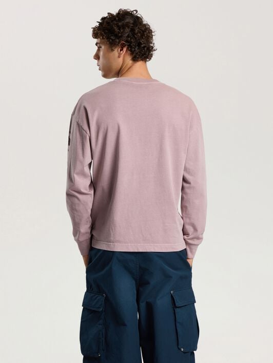 Devil Herald Long Sleeve T-Shirt PALM ANGELS Devil Herald Long Sleeve T-Shirt MAUVE - BROWN PAMAB01F26JR01