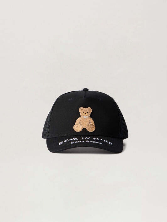 Bear In Mind Trucker Cap PALM ANGELS Bear In Mind Trucker Cap BLACK - BROWN PMLB068F25FAB001
