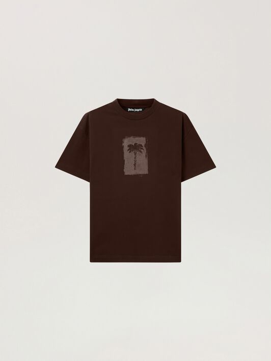 Brushed Palm Tree Regular T-Shirt PALM ANGELS Brushed Palm Tree Regular T-Shirt BROWN - KAKI PAMAA01W26JR19
