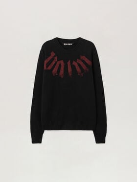 PALM ANGELS Big Neck Logo Sweater BLACK BURGUNDY PMHE08CS26KNI001