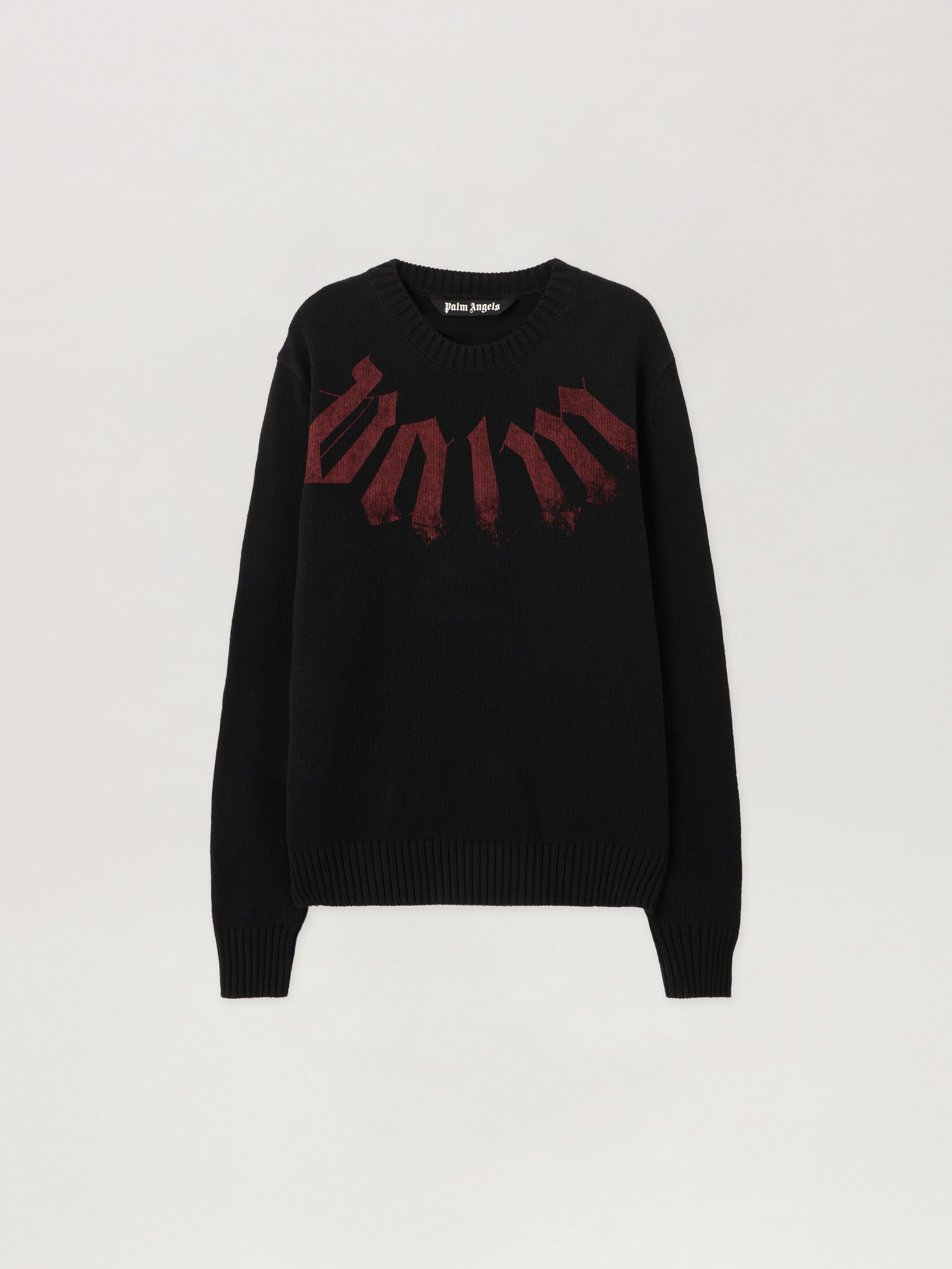 PALM ANGELS Big Neck Logo Sweater BLACK BURGUNDY PMHE08CS26KNI001