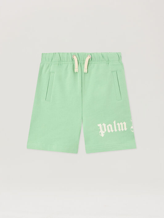 PALM ANGELS Overlogo Sweatshort VERDE/GREEN PBCI006S26FLE001