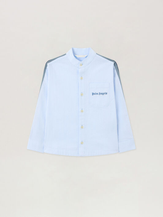 PALM ANGELS Korean Collar Track Shirt BLU BIMBO/ BABY BLUE PBGE008S26FAB001