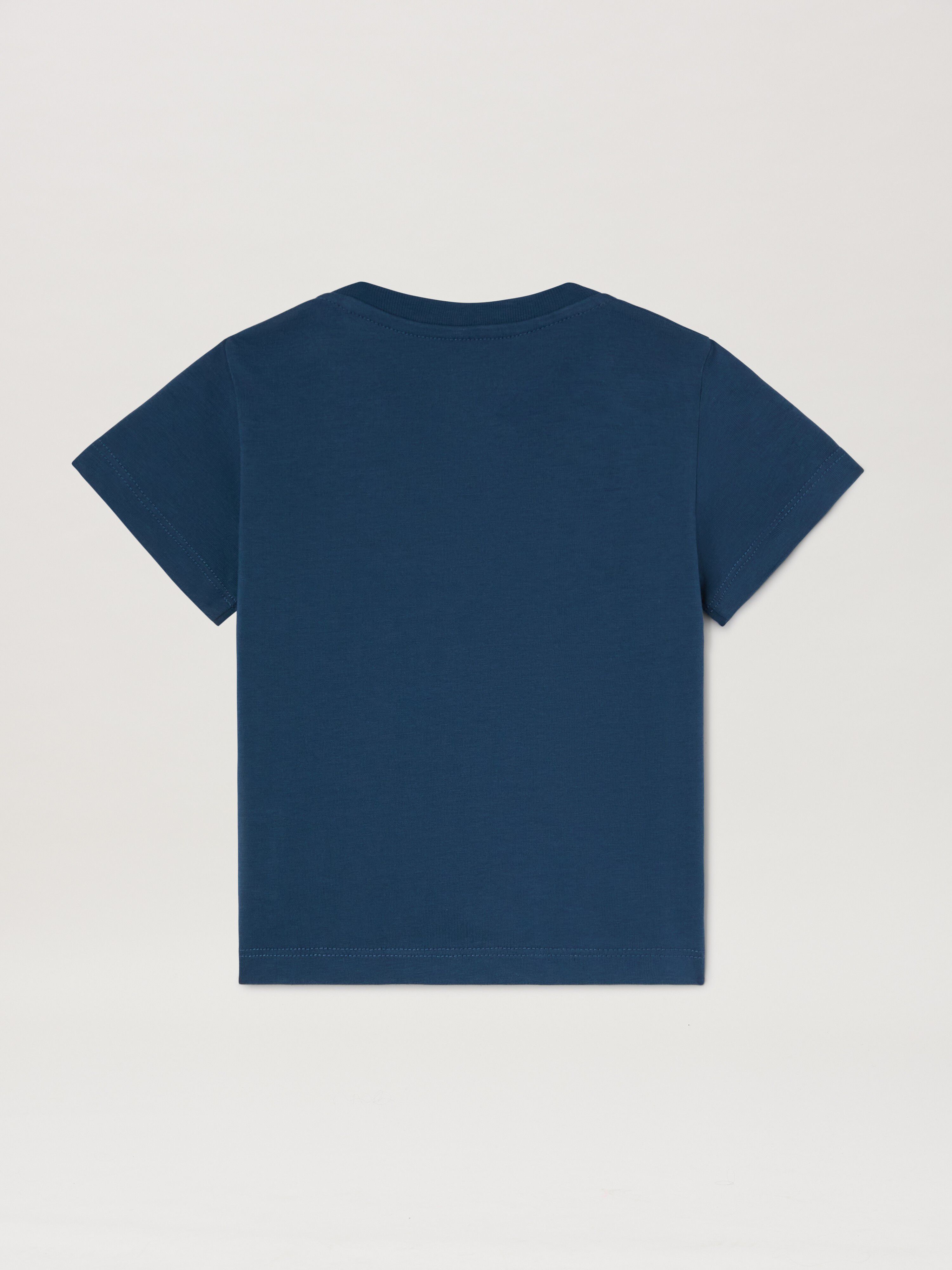 PALM ANGELS  Curved logo T-shirt BLUE OFFWHITE PBXB001S25JER001