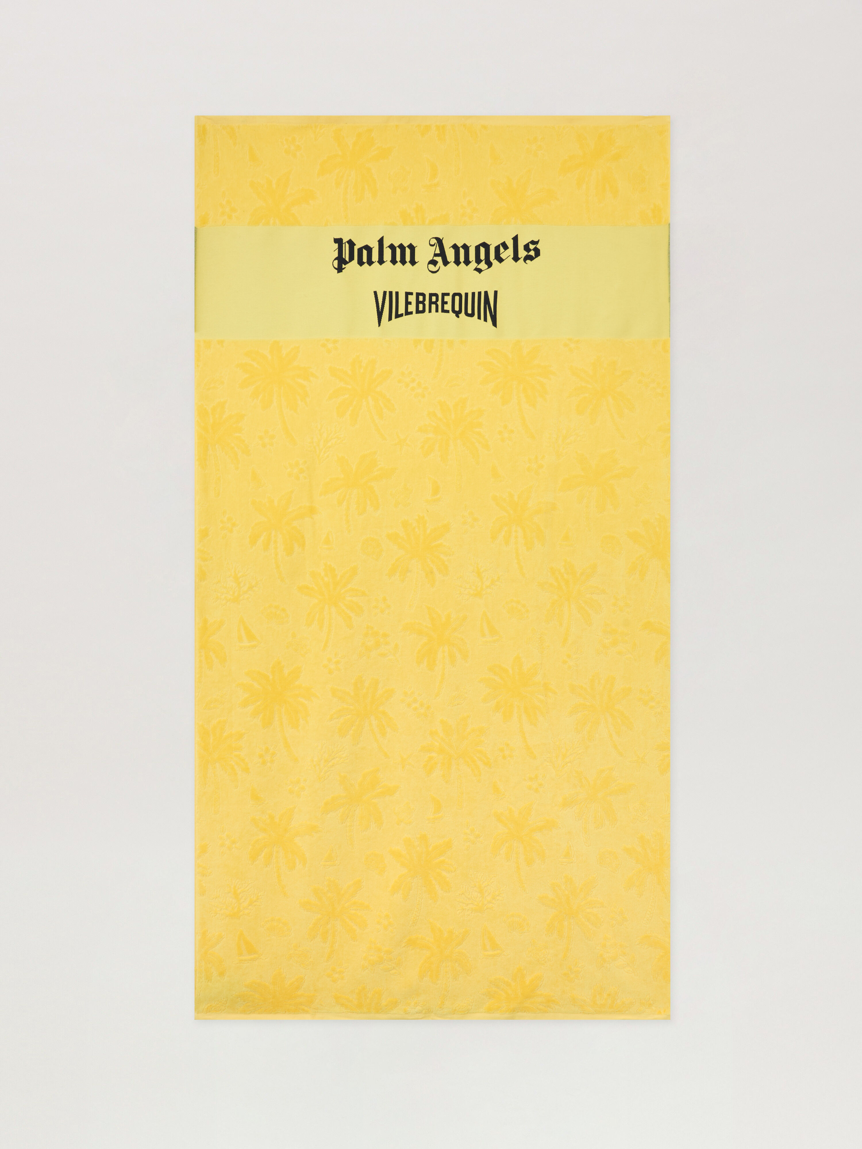 PALM ANGELS Patterned Jacquard Beach Towel YELLOW - BLACK PMRF005F25FAB001