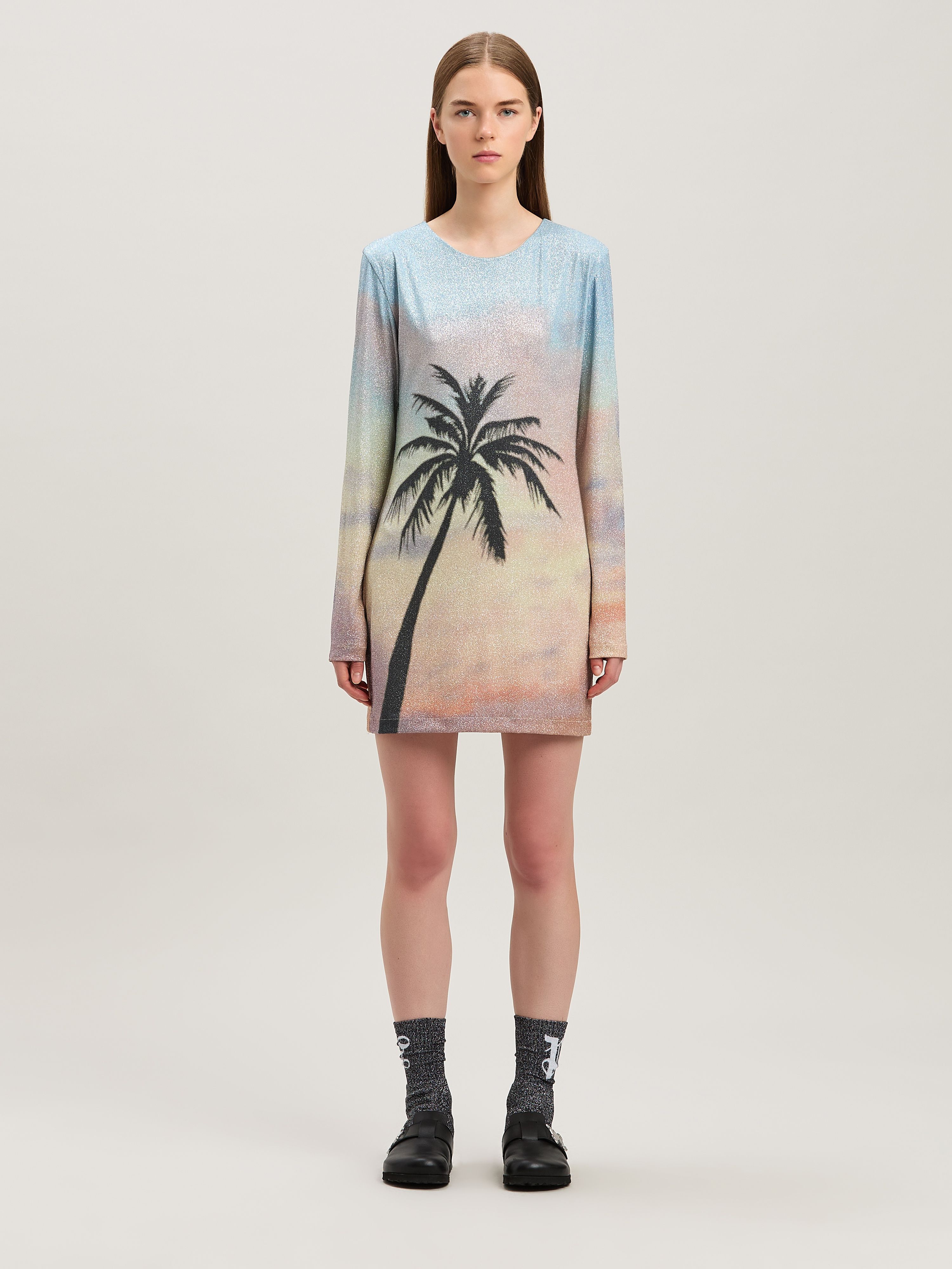 PALM ANGELS  Sunrise palm dress MULTICOLOR - BLACK PWDB256S25FAB001