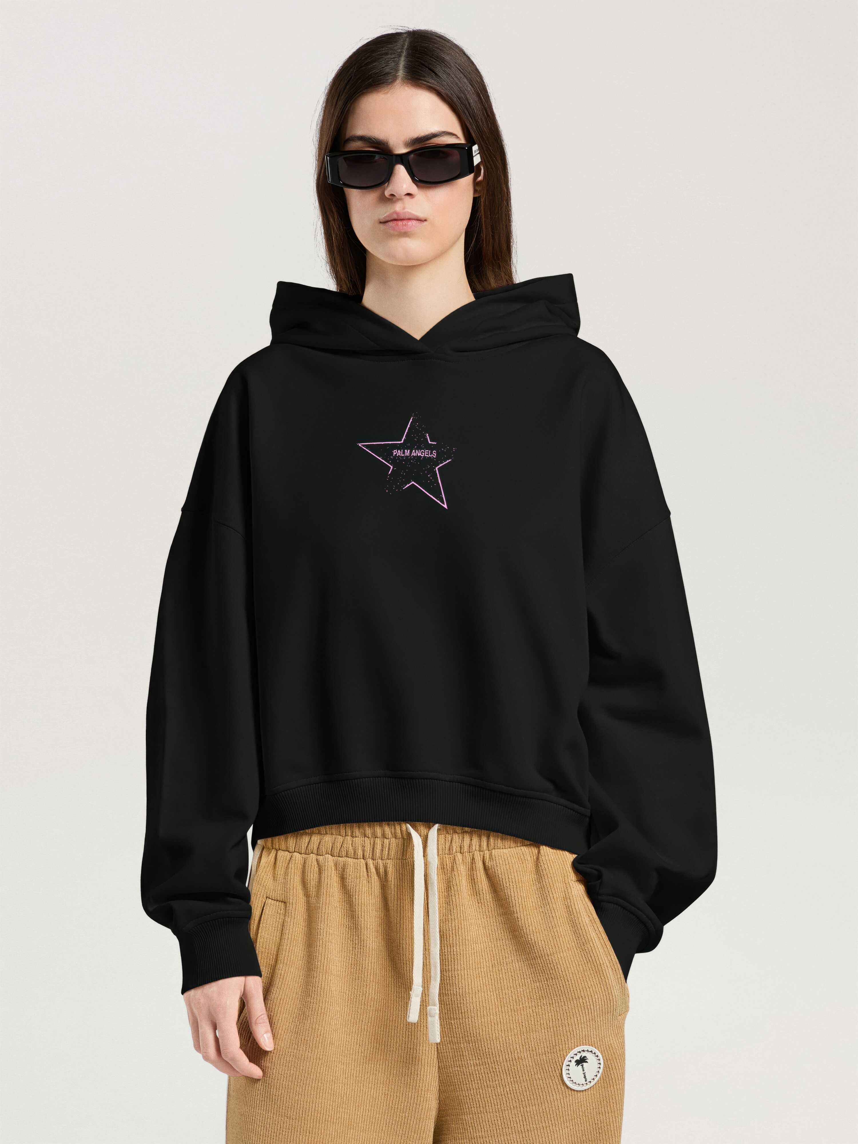 Icon Palm Loose Hoodie PALM ANGELS Icon Palm Loose Hoodie BLACK - PINK PAWBB05W26FL02