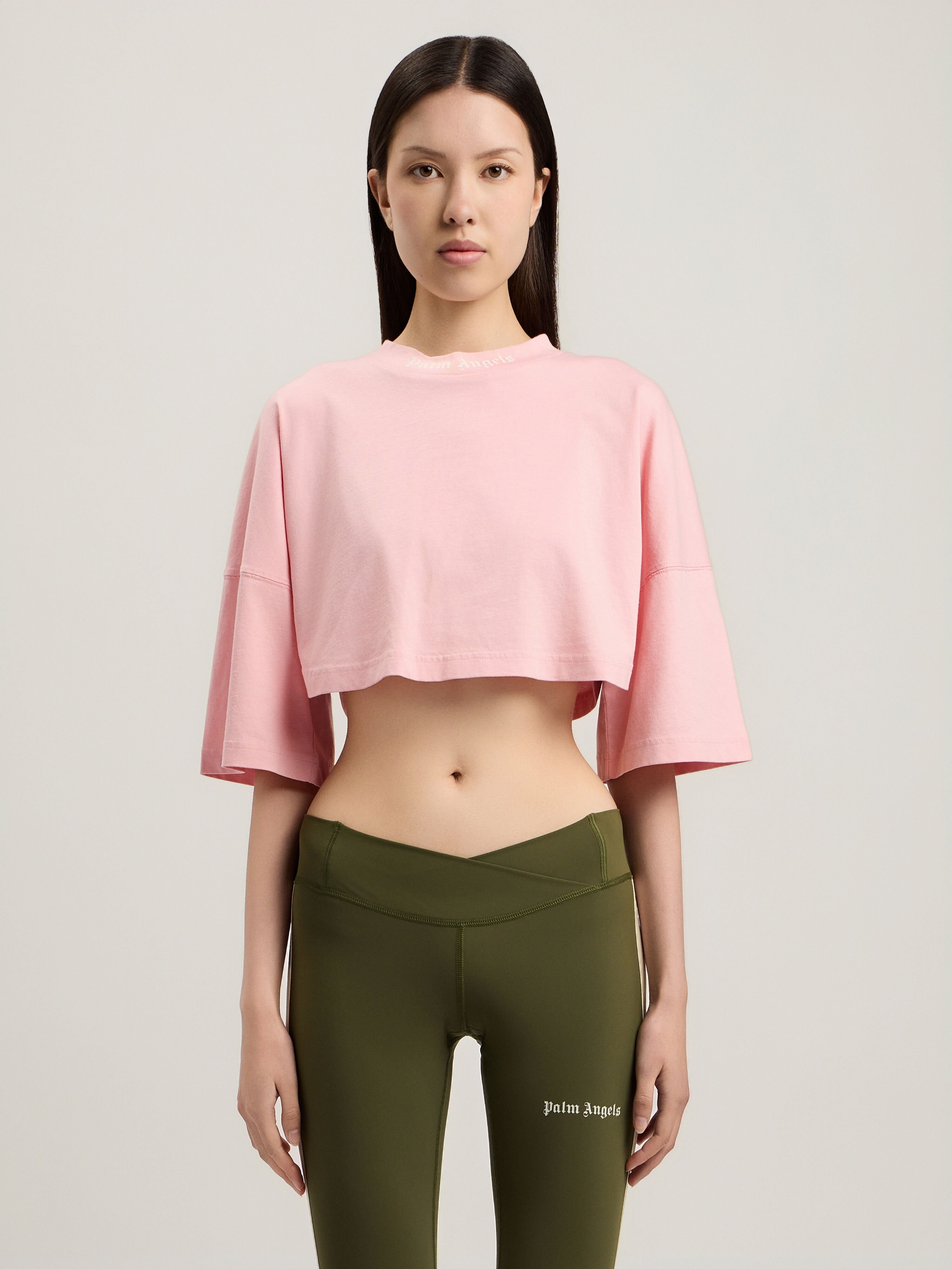 PALM ANGELS Classic Logo Mini T-Shirt PINK OFF WHITE PWAA054S26JER002