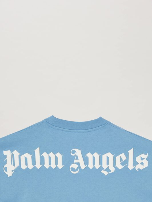 PALM ANGELS  T-Shirt mit klassischem Logo DUSTY BLUE OFF WHITE PBAA002C99JER002