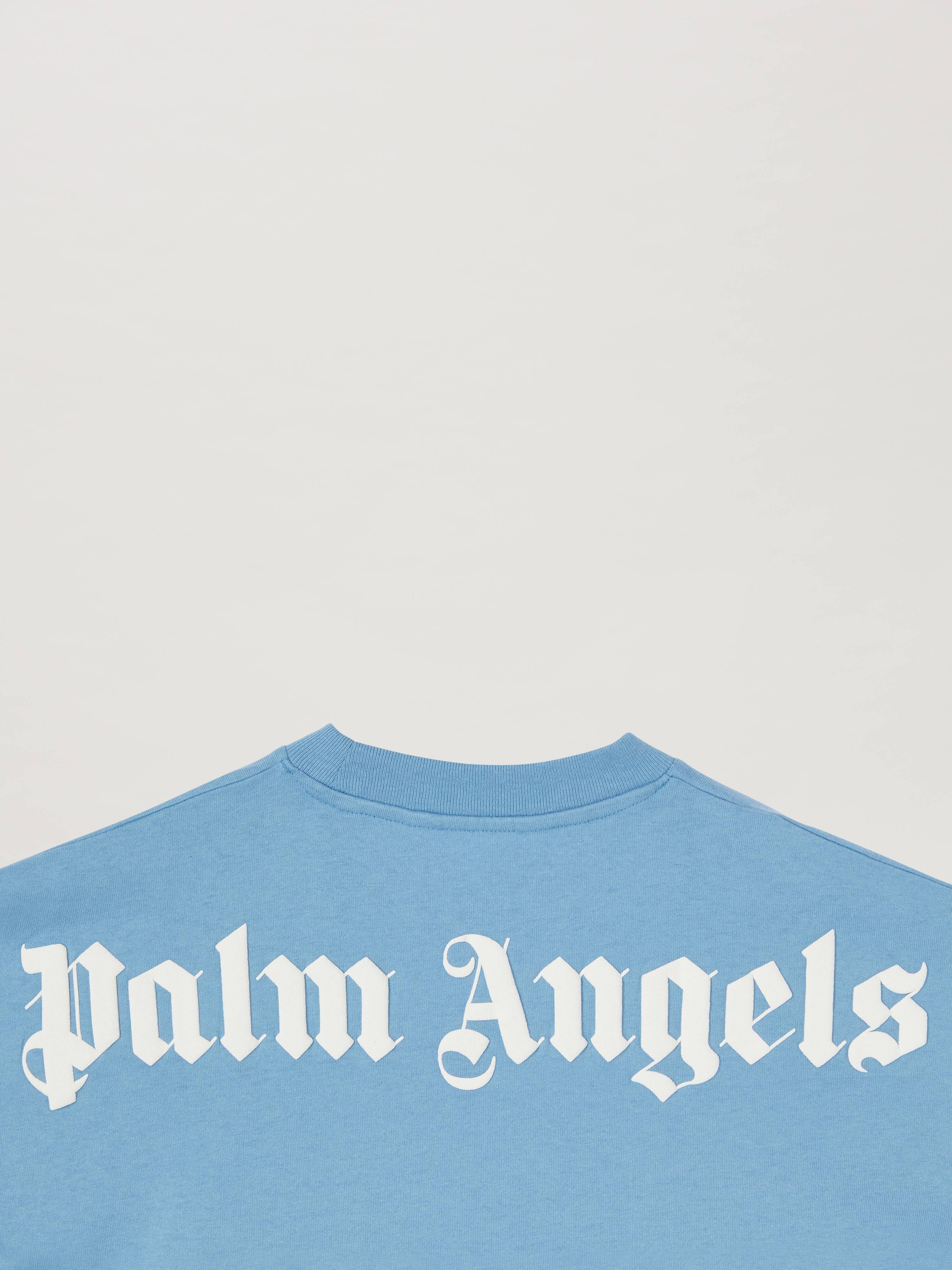 PALM ANGELS  T-Shirt mit klassischem Logo DUSTY BLUE OFF WHITE PBAA002C99JER002