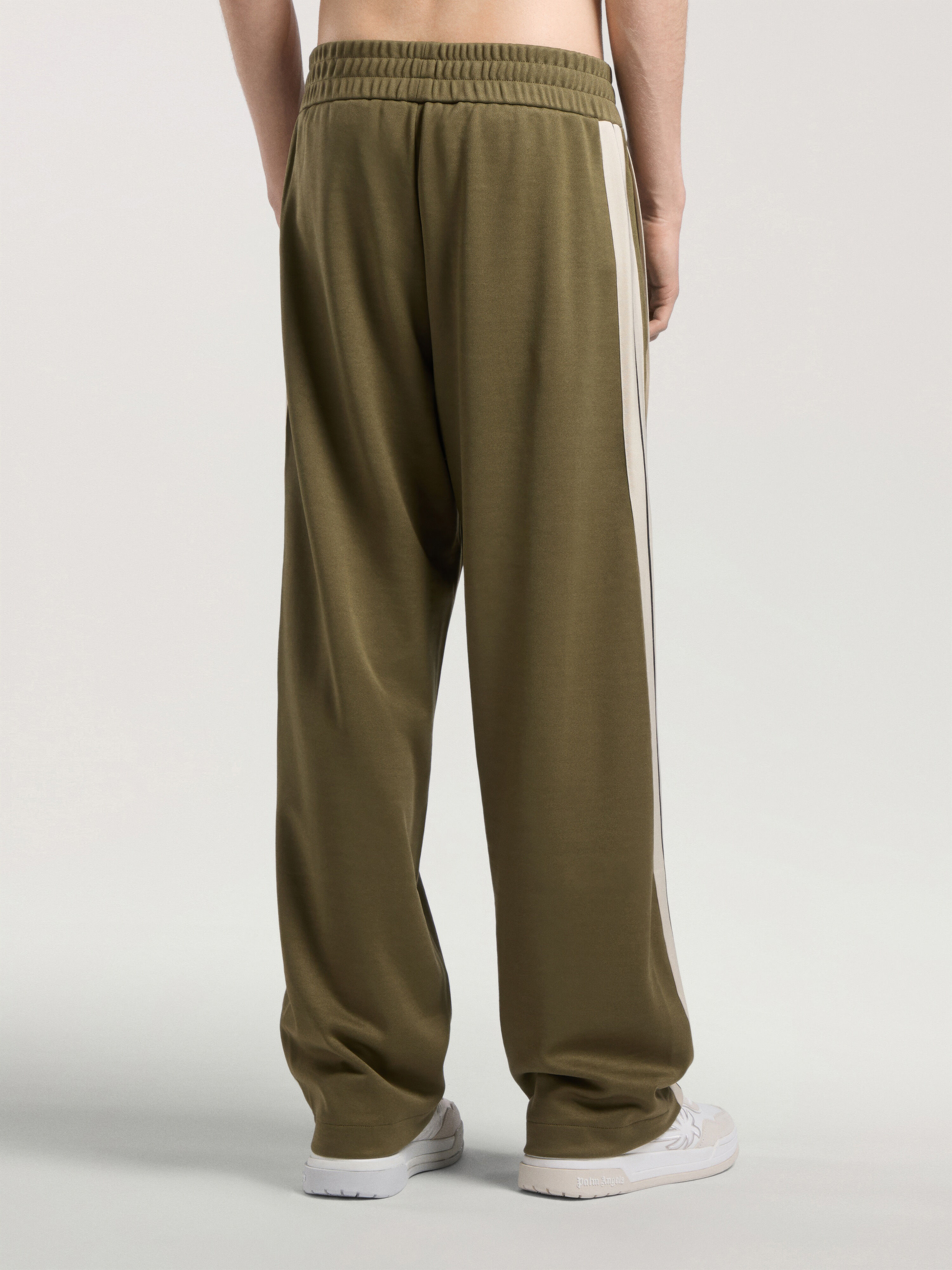 Palm Tree Striped Track Pants PALM ANGELS Palm Tree Striped Track Pants OLIVE GREEN - OFF WHITE PAMCJ09W26FB01