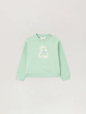 PALM ANGELS Spray Bear Crewneck VERDE CHIARO/LIGHT GREEN PBXC001S26FLE001