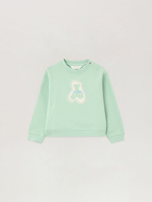 PALM ANGELS Spray Bear Crewneck VERDE CHIARO/LIGHT GREEN PBXC001S26FLE001