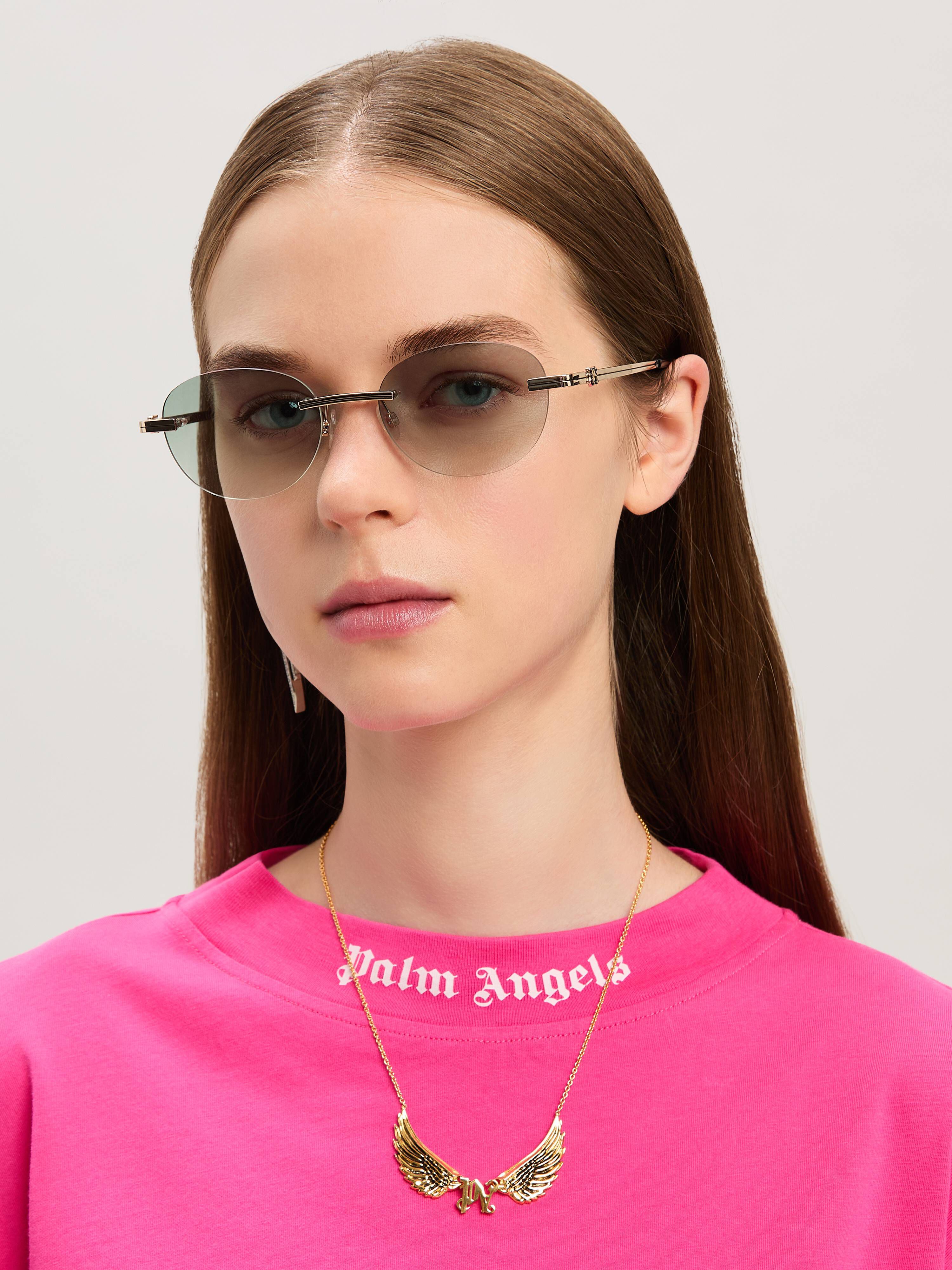 PALM ANGELS  Curved logo long sleeves T-shirt FUCHSIA - SOFT PINK PWDH007S25JER001