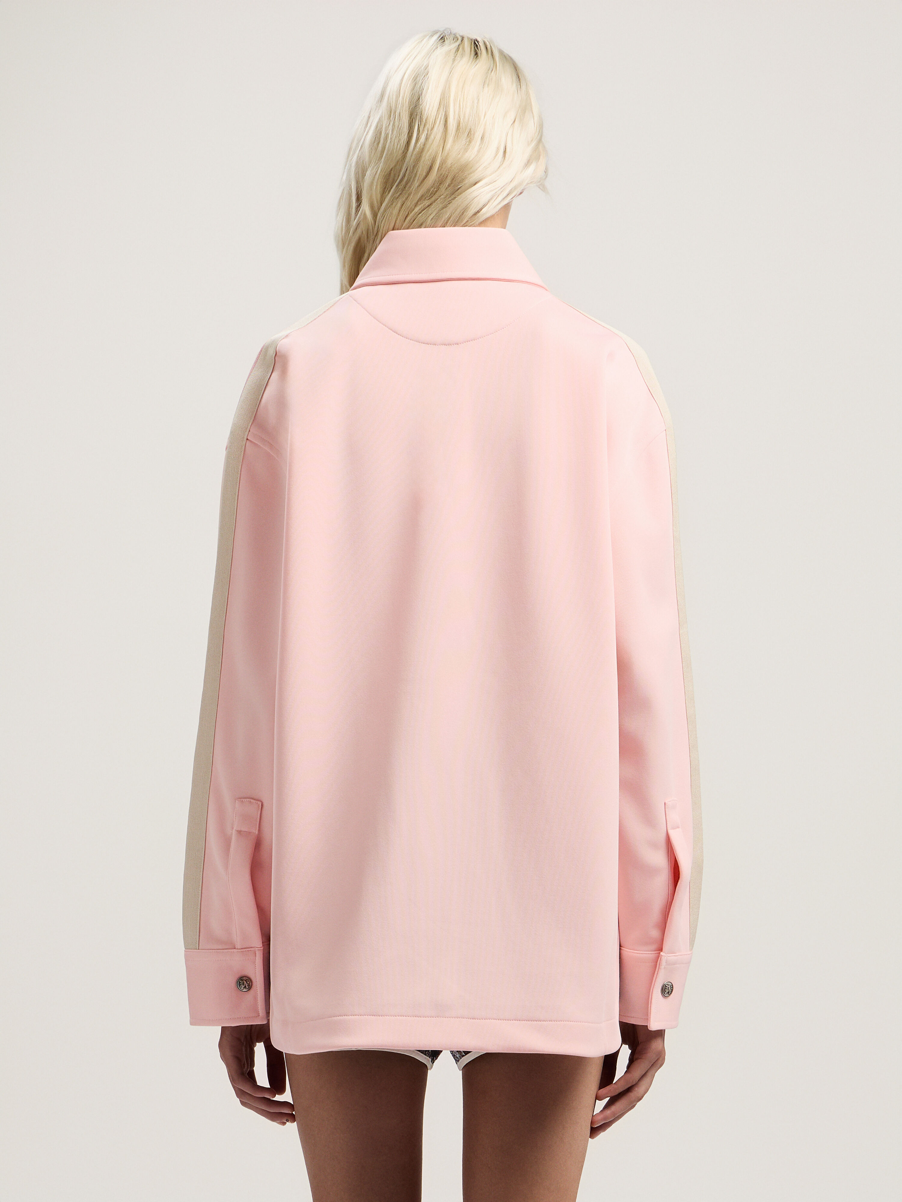 PALM ANGELS Classic Logo Tonal Track Shirt PINK - OFF WHITE PWGA050F25FAB001