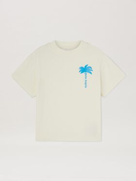 PALM ANGELS  The Palm T-shirt BUTTER BLUE FLUO PBAA003S25JER003