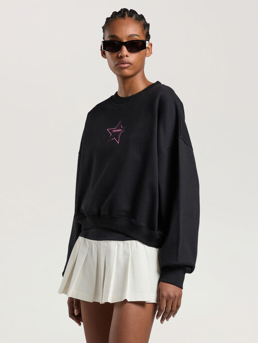 Icon Palm Loose Crop Crew PALM ANGELS Icon Palm Loose Crop Crew BLACK - PINK PAWBA03W26FL06