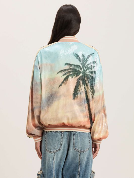 PALM ANGELS  Sunrise Palmen Pailletten Bomberjacke MULTICOLOR - BLACK PWEH024S25FAB001