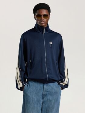 PALM ANGELS Palm Tree Striped Track Jacket NAVY BLUE - OFF WHITE PAMBD06W26FB01