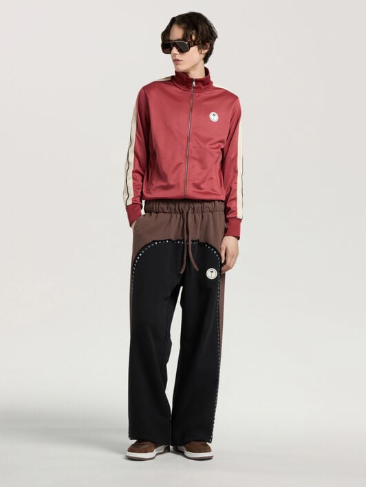 PALM ANGELS Palm Tree Track Top BRICK RED - OFF WHITE PAMBD01F26FB02