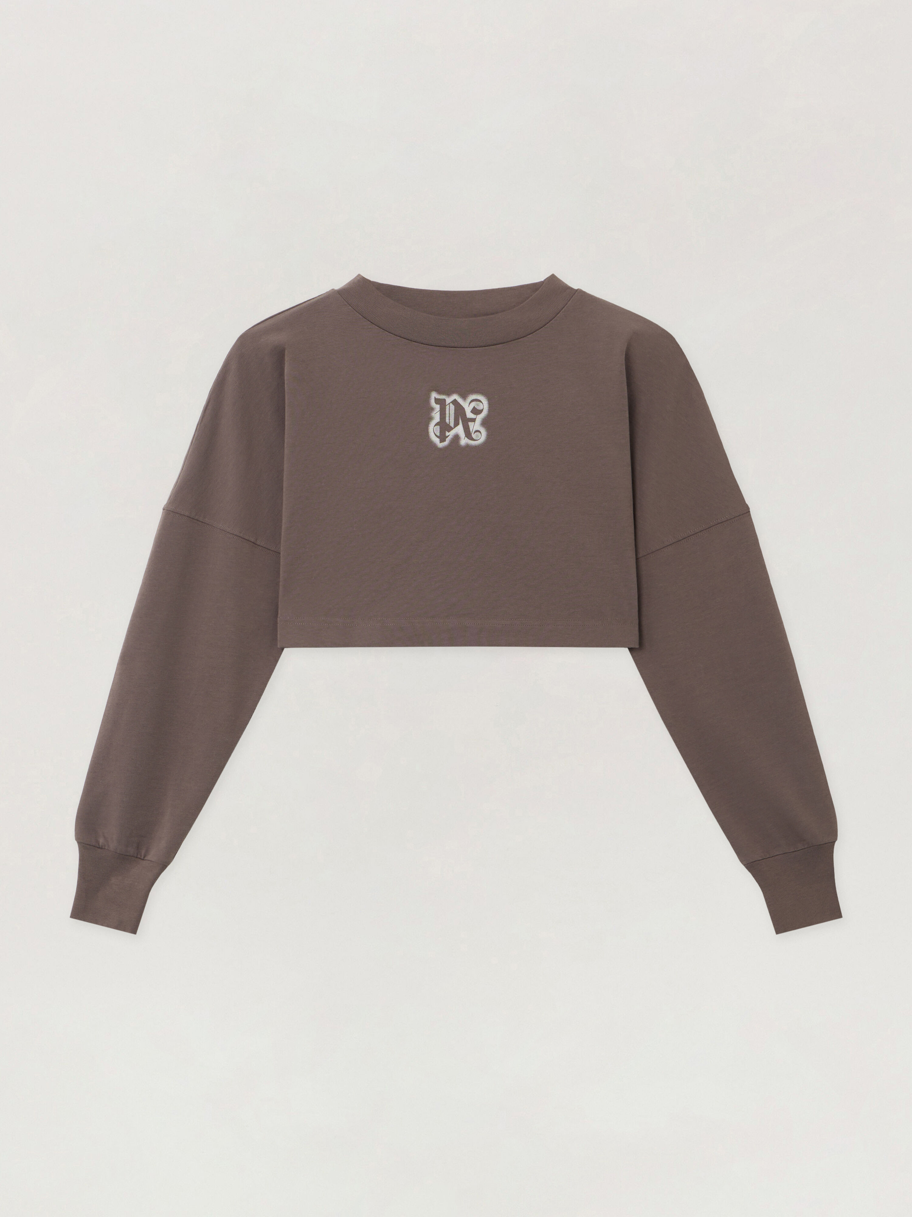 Classic Logo Crop Top PALM ANGELS Classic Logo Crop Top DARK GREY - OFF WHITE PWAB023F25JER001