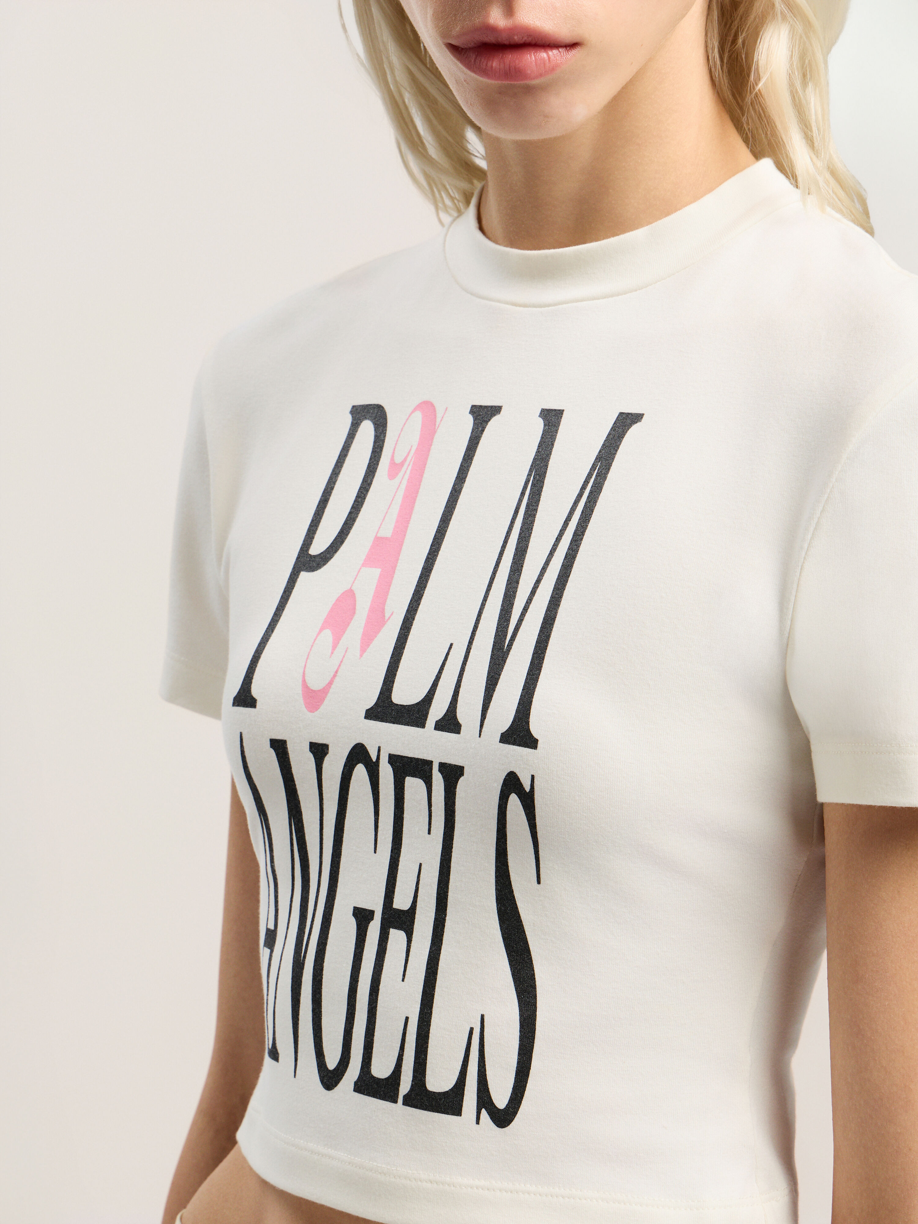 PALM ANGELS Flames Logo Baby Tee OFF WHITE - BLACK PWAA077F25JER003