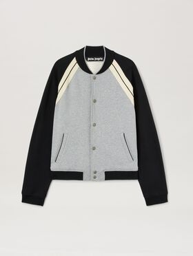 PALM ANGELS  Curved Logo Varsity Jacket BLACK - OFF WHITE PMJA043S25LEA001
