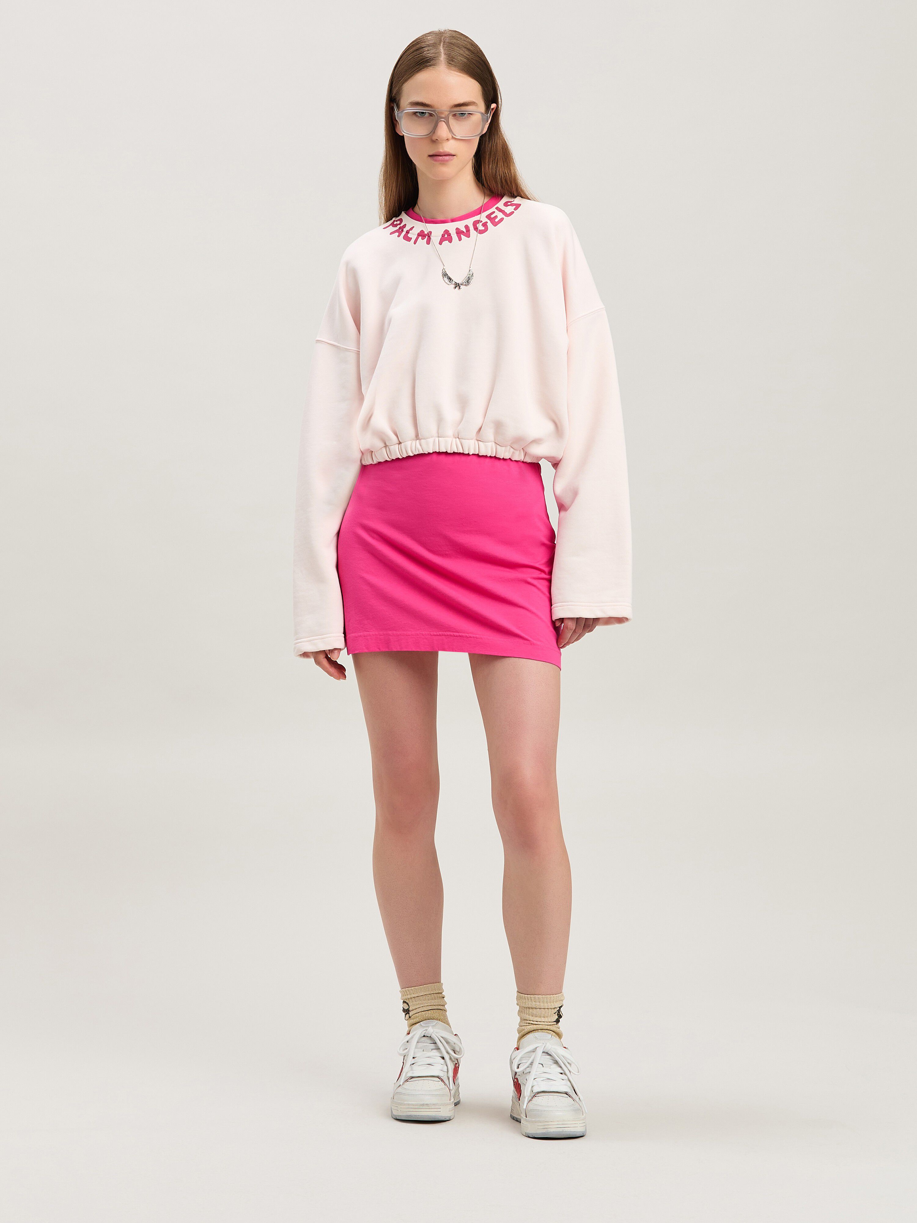 PALM ANGELS  Bold Logo Cropped sweatshirt SOFT PINK - FUCHSIA PWBA057S25FLE001