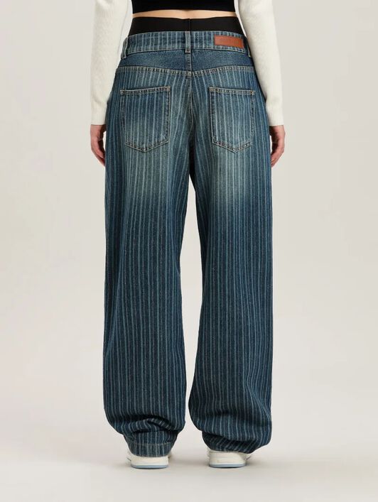 PALM ANGELS  Jeans mit Streifen LIGHT BLUE - WHITE PWYB041S25DEN001