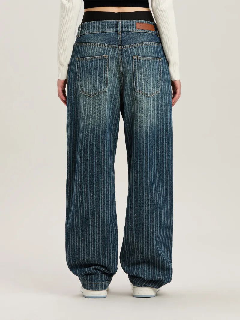 PALM ANGELS  Jeans mit Streifen LIGHT BLUE - WHITE PWYB041S25DEN001
