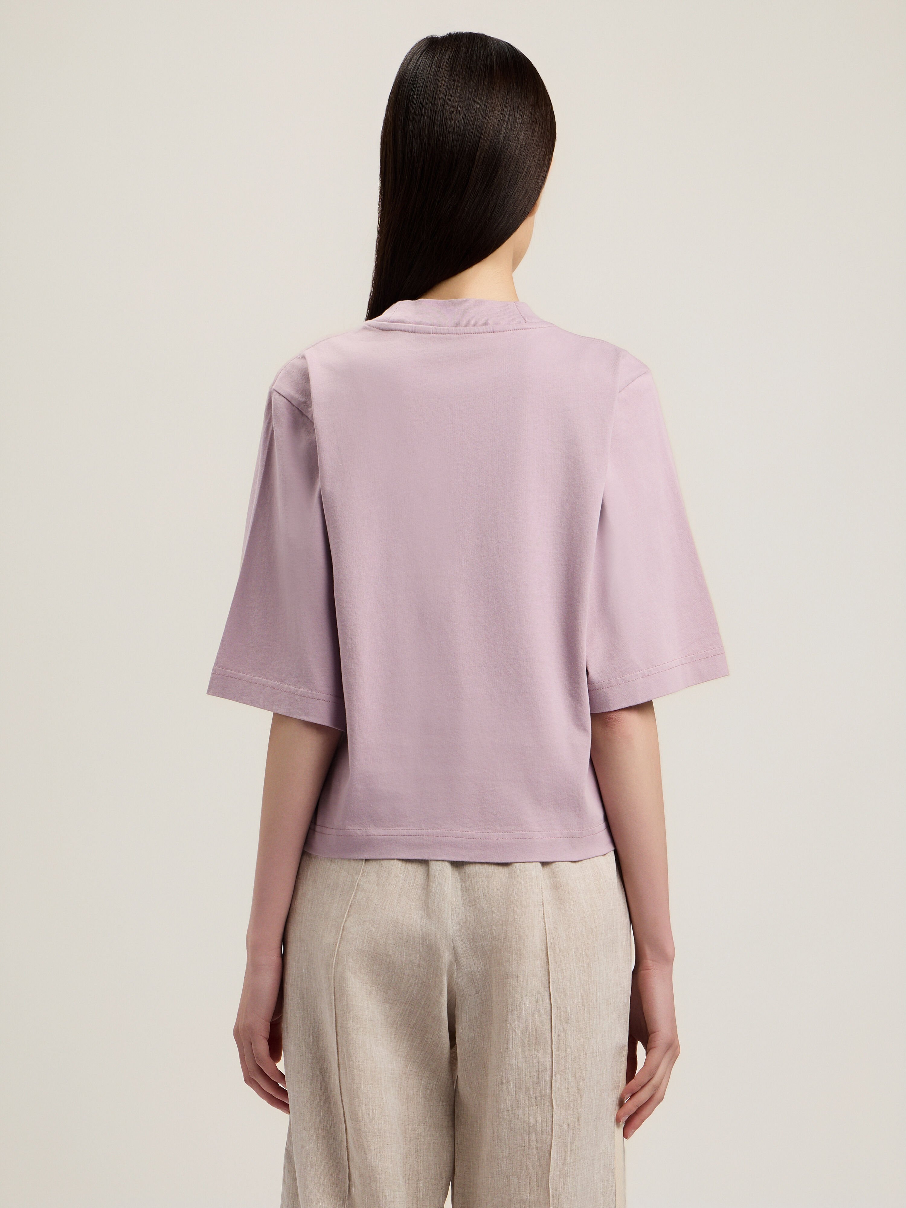 Dripping Curved Logo Boxy T-Shirt in LILAC OFF WHITE for Women