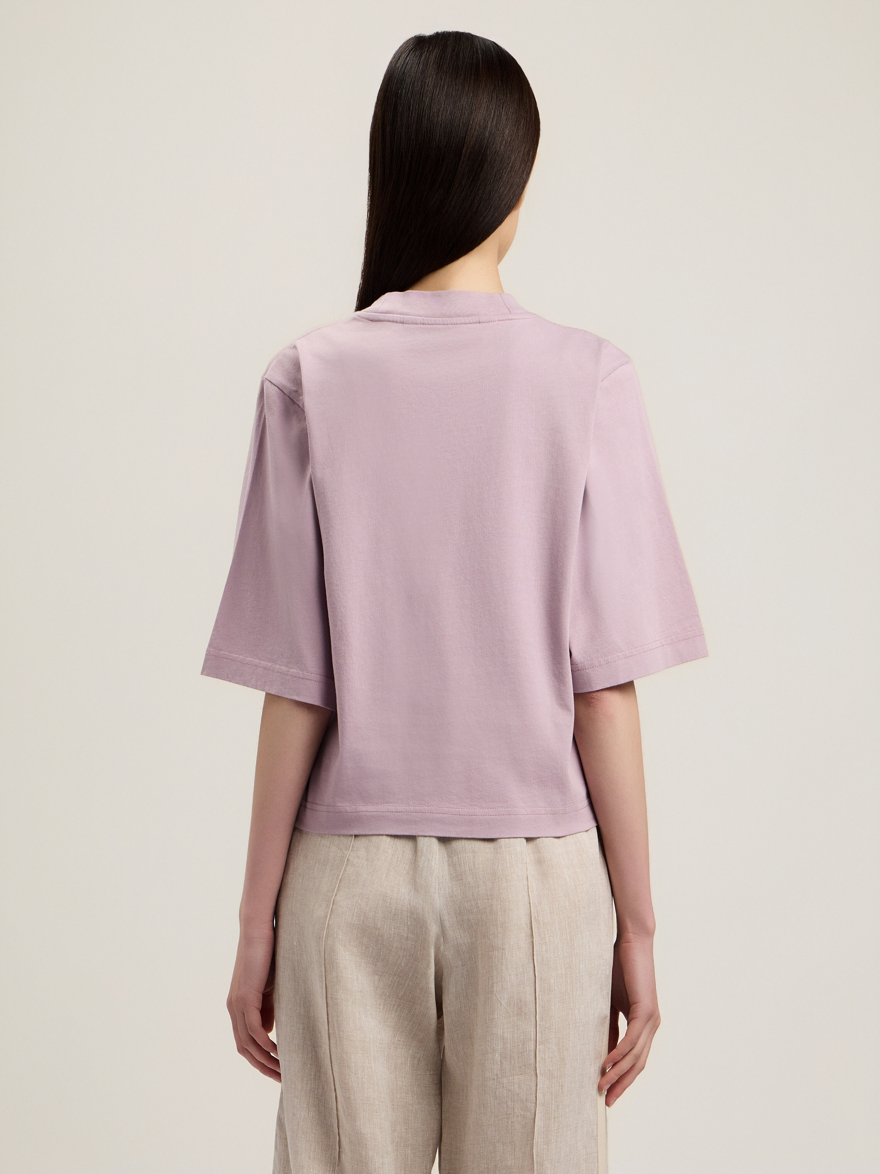 PALM ANGELS Curved Logo Boxy T-Shirt LILAC OFF WHITE PWAA079S26JER004