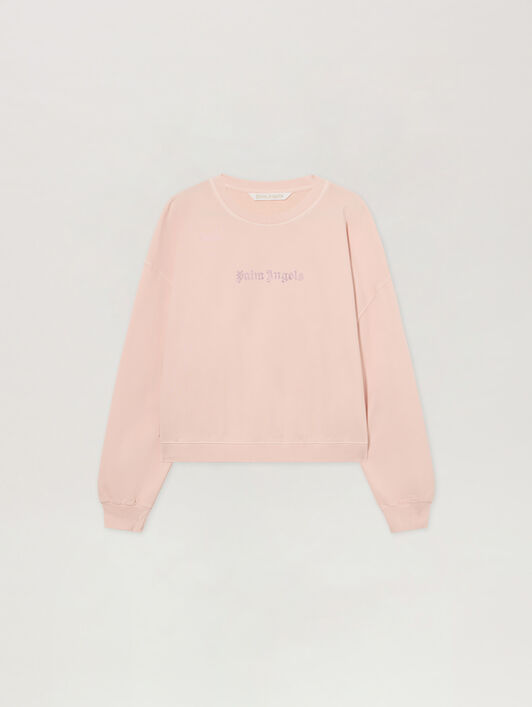 PALM ANGELS Felpa Con Logo Stud ROSE PINK - OFF WHITE PAWBA03F26FL03