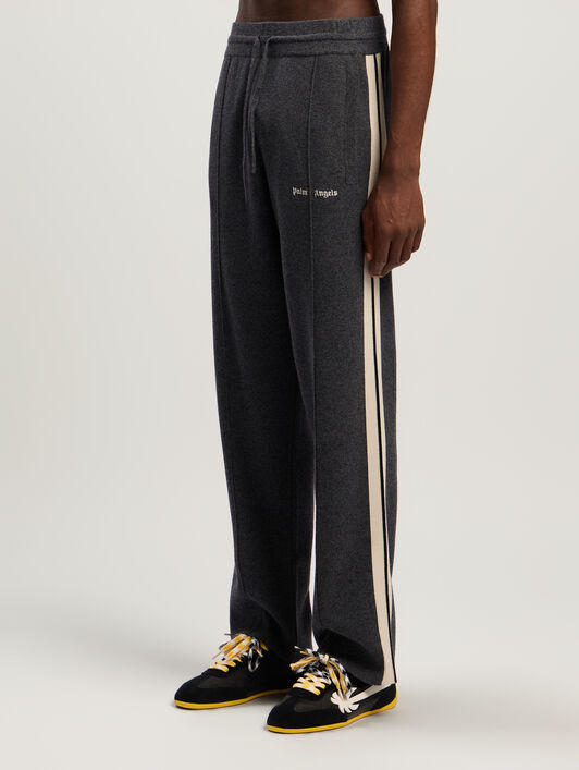PALM ANGELS Classic Logo Knit Track Pants DARK GREY - OFF WHITE PMHG023F25KNI001