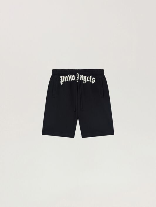 Waist Logo Sweatshorts PALM ANGELS Waist Logo Sweatshorts BLACK - OFF WHITE PAMCV01F26FL01