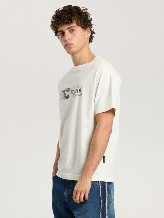 PALM ANGELS Stamp Logo Regular T-Shirt OFF WHITE - BLACK PAMAA01F26JR05