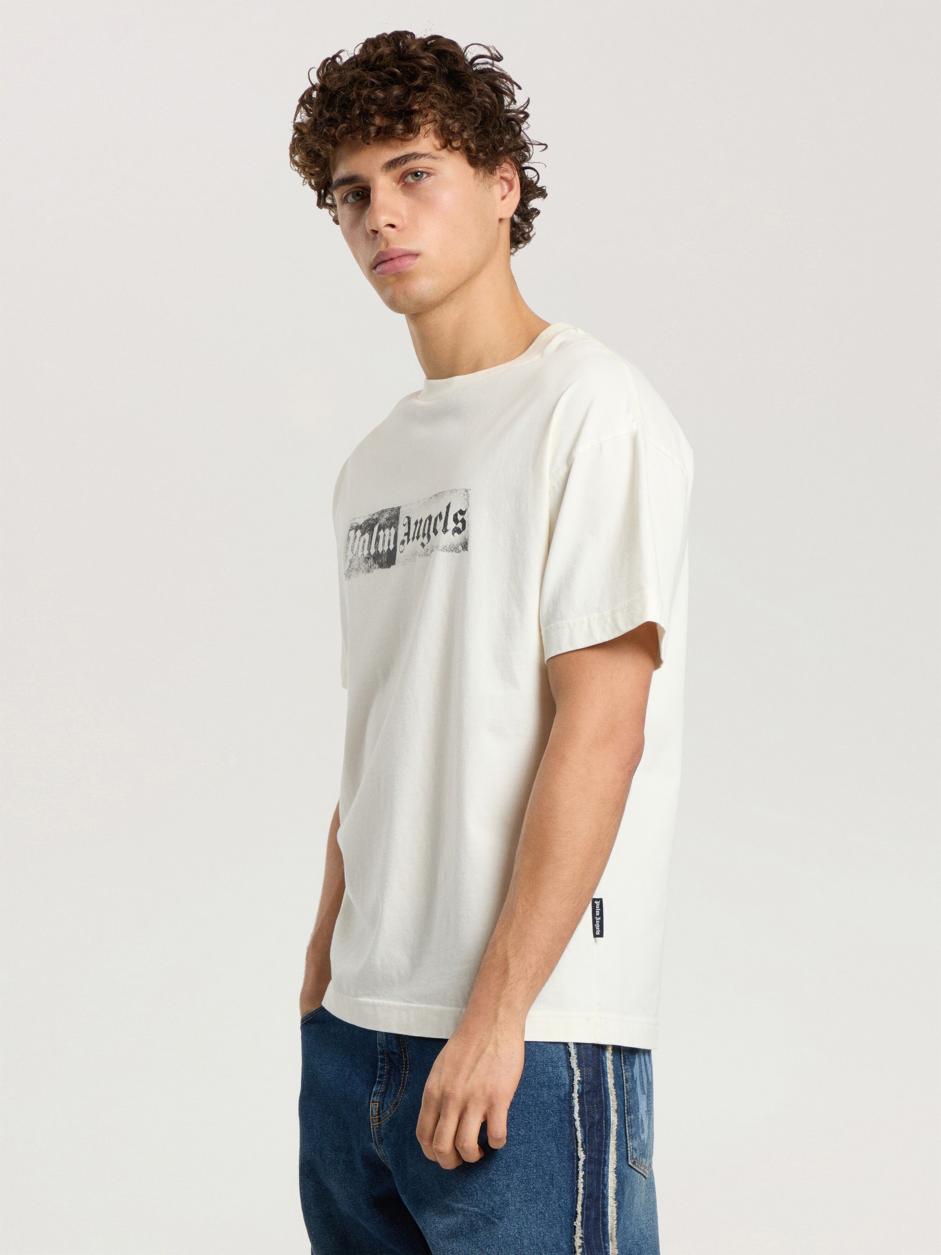 PALM ANGELS Stamp Logo Regular T-Shirt OFF WHITE - BLACK PAMAA01F26JR05