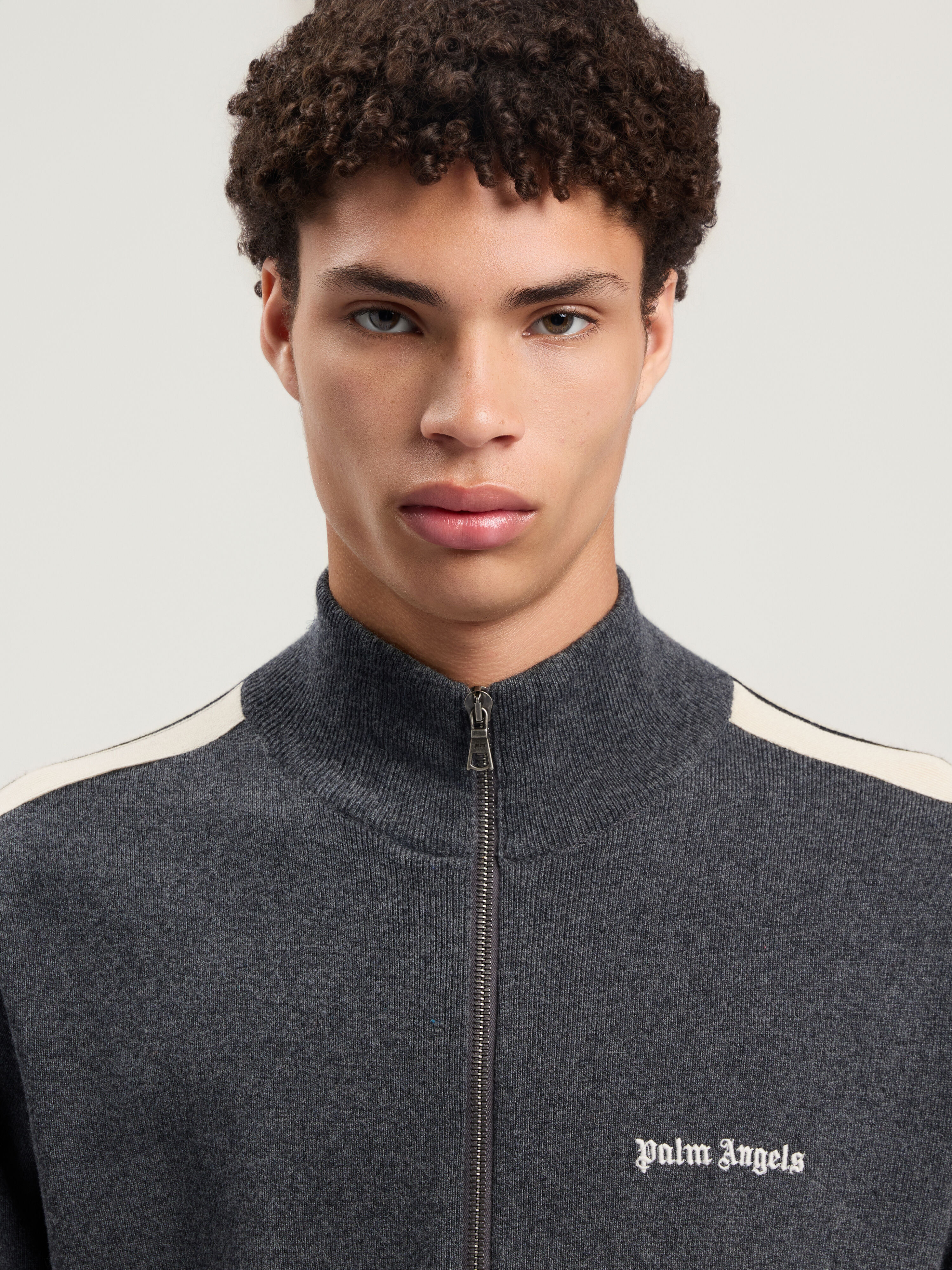 PALM ANGELS Classic Logo Knit Track Jkt DARK GREY - OFF WHITE PMHA063F25KNI001