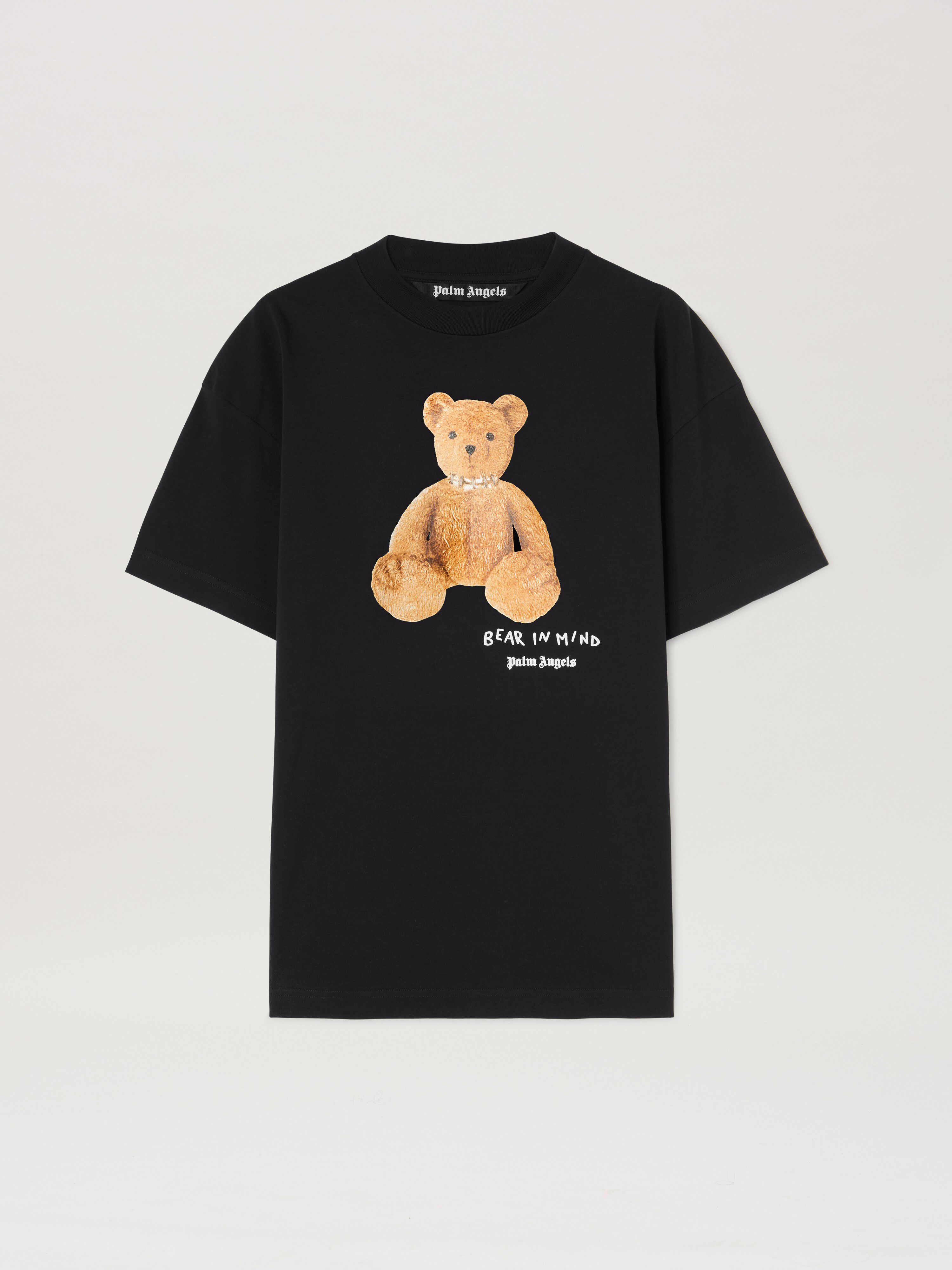 PALM ANGELS  Bear in Mind T-shirt BLACK - BROWN PMAA001S25JER005
