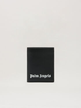 PALM ANGELS Classic Logo Bifold Wallet BLACK OFF WHITE PMNC024S26LEA001
