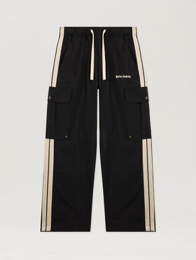 PALM ANGELS Classic Logo Cargo Pants BLACK - OFF WHITE PMCF039F25FAB001