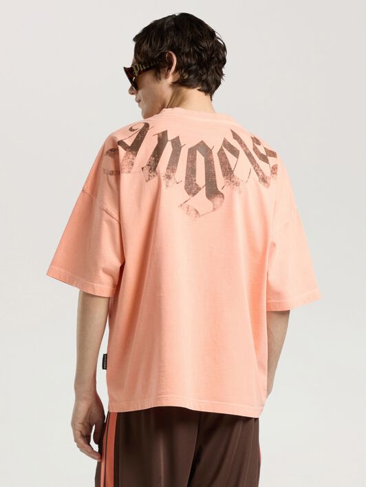 PALM ANGELS Big Neck Logo Loose Tee PEACH ORANGE - BROWN PAMAA03F26JR01