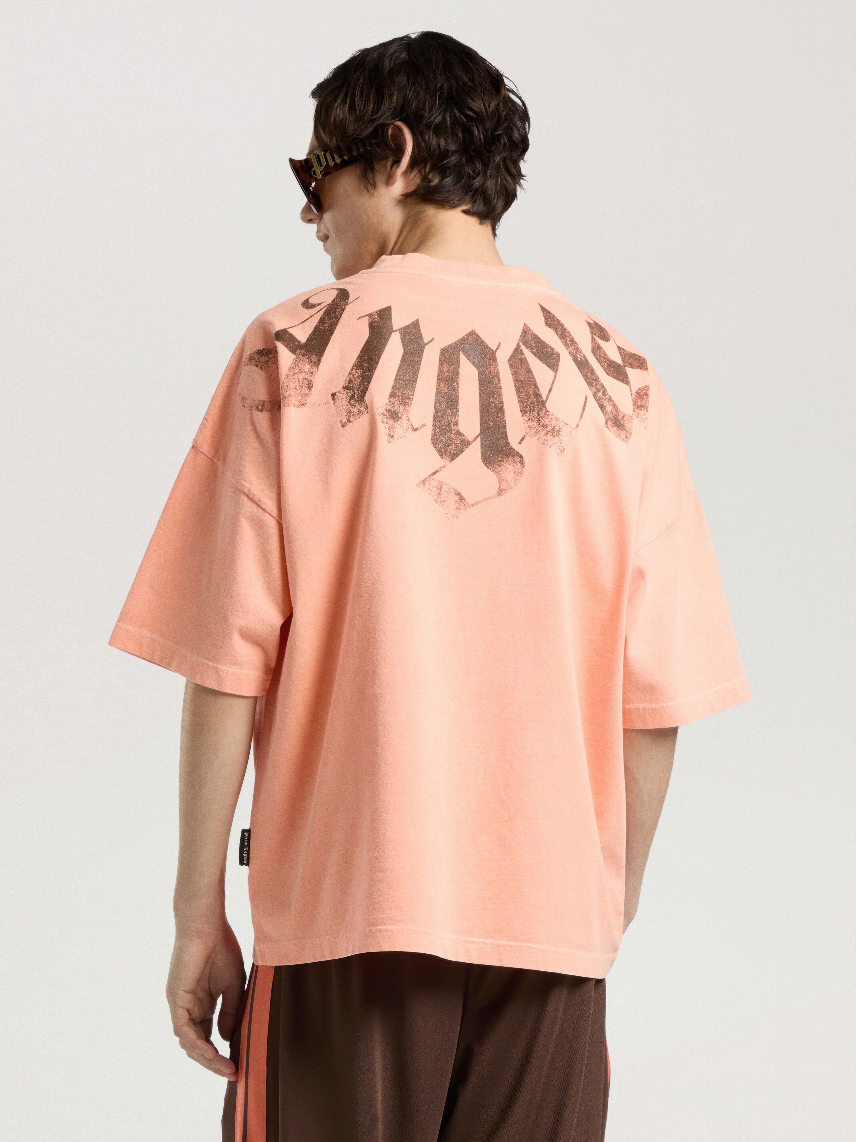 PALM ANGELS Big Neck Logo Loose Tee PEACH ORANGE - BROWN PAMAA03F26JR01