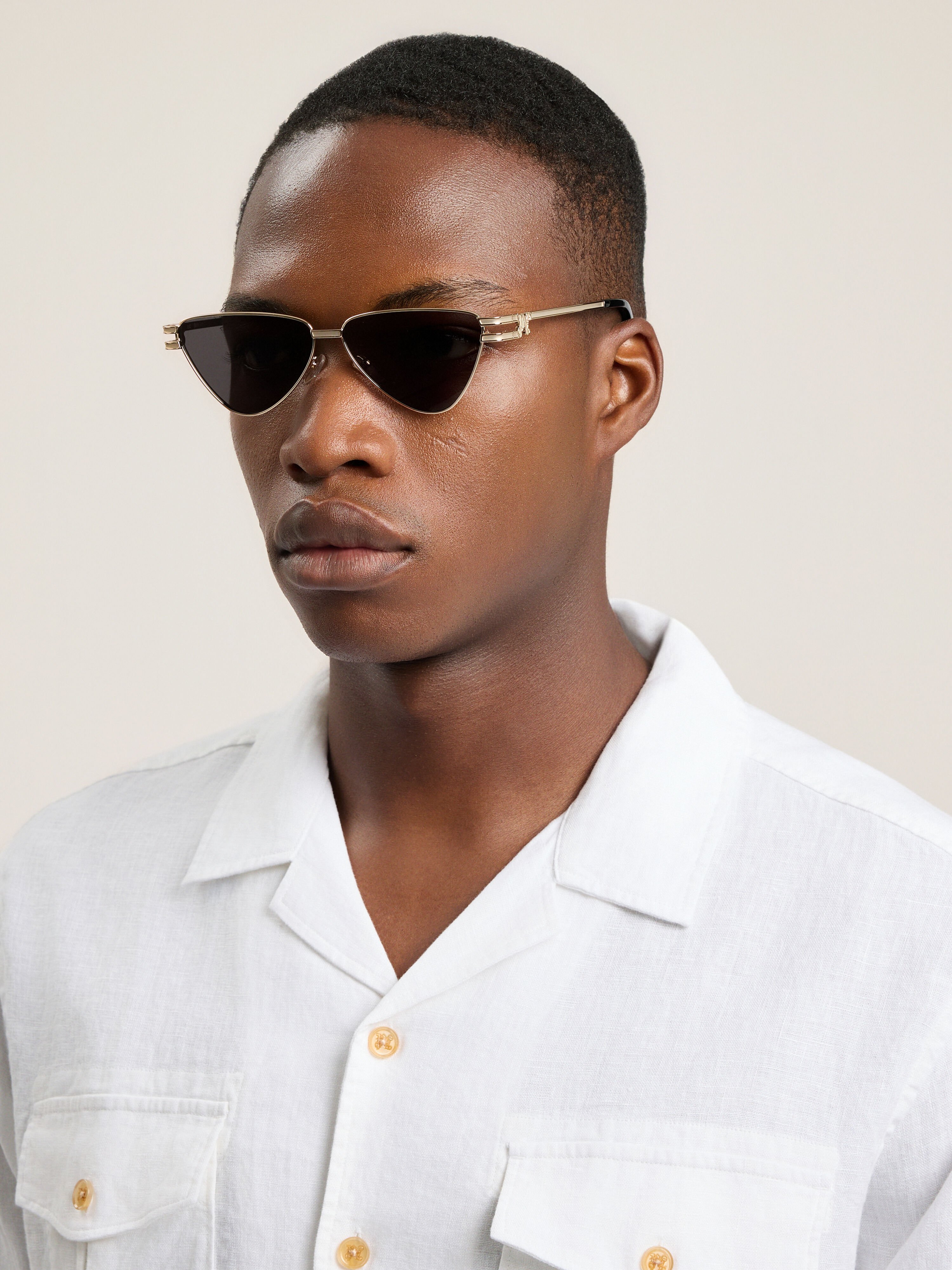 PALM ANGELS Fontana Black Lens Sunglasses SHINY GOLD PA2004760759