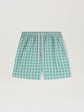 PALM ANGELS  PA Diamond Badeshorts MILITARY GREEN - BLACK PMFD018S25FAB001