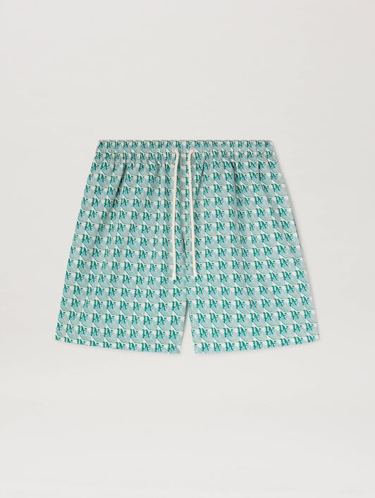 PALM ANGELS  PA Diamond Swimshorts GREEN - IVORY PMFD012S25FAB004