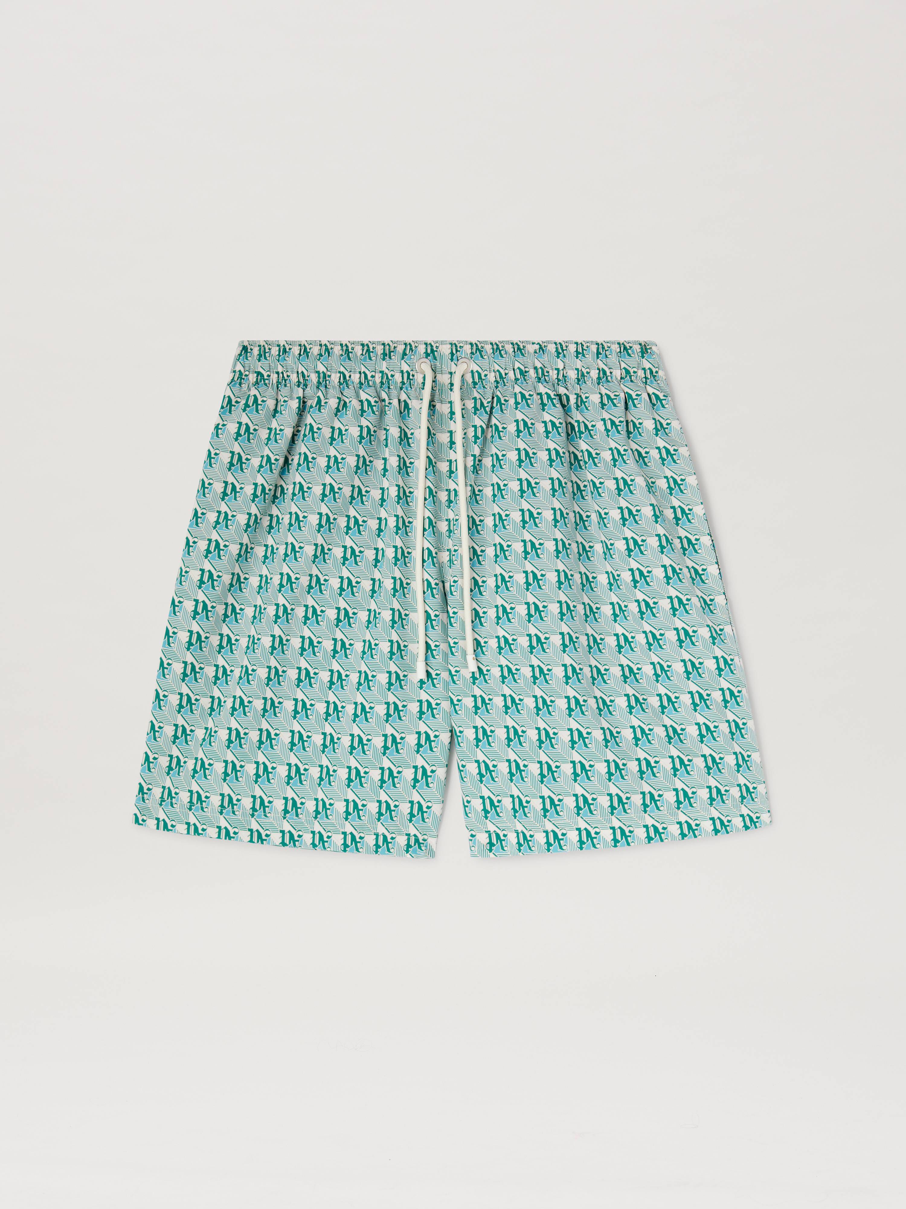PALM ANGELS  PA Diamond Swimshorts GREEN - IVORY PMFD012S25FAB004