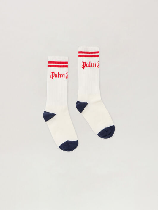 PALM ANGELS Pa Track High Socks OFF WHITE - RED PBRA005F25KNI001
